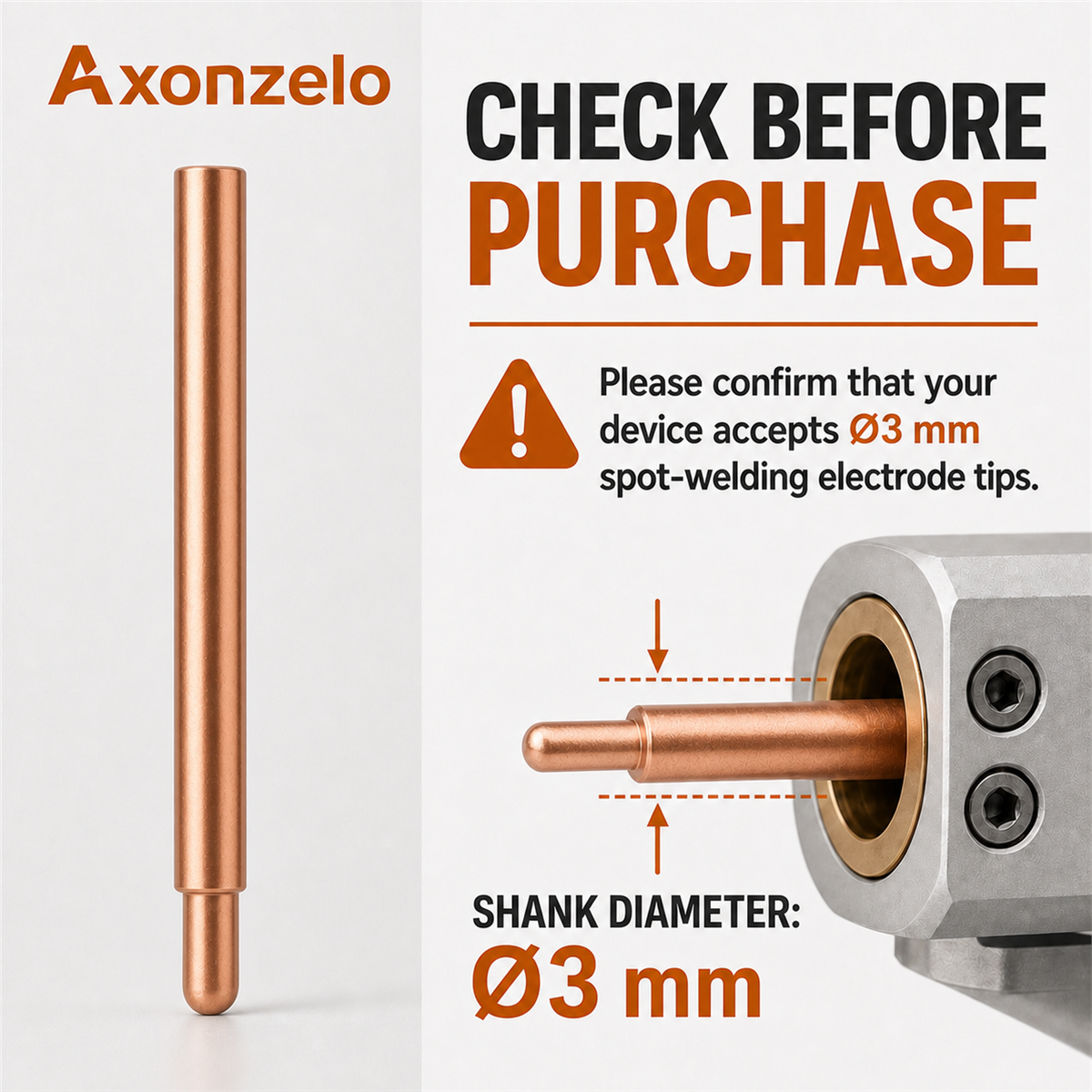 AxonZelo 3mm Reusable Spot Welding Electrode Tips