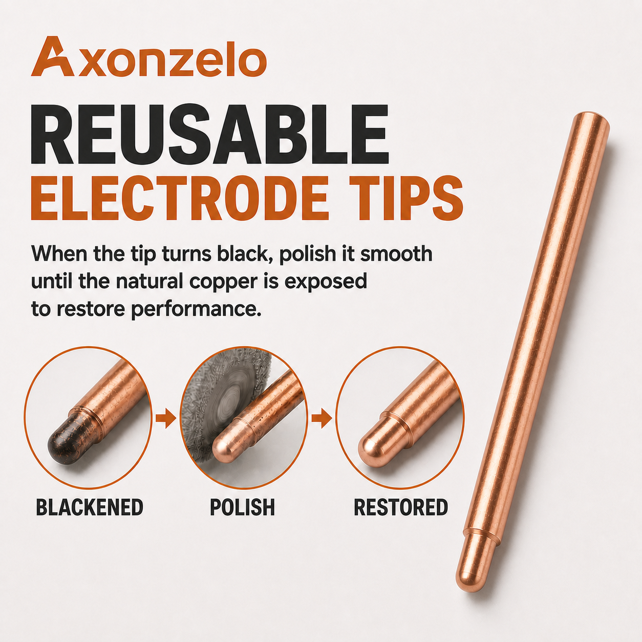AxonZelo 3mm Reusable Spot Welding Electrode Tips